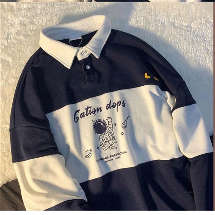 Women's Casual Oversize Pullover Hoodie Loose Polo Sweatshirt with Letter Printed