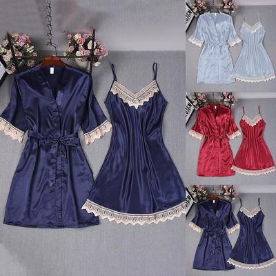 Fashion Underwear Women Lace Camisole Nightdress Nightgown Suit Lingerie Set