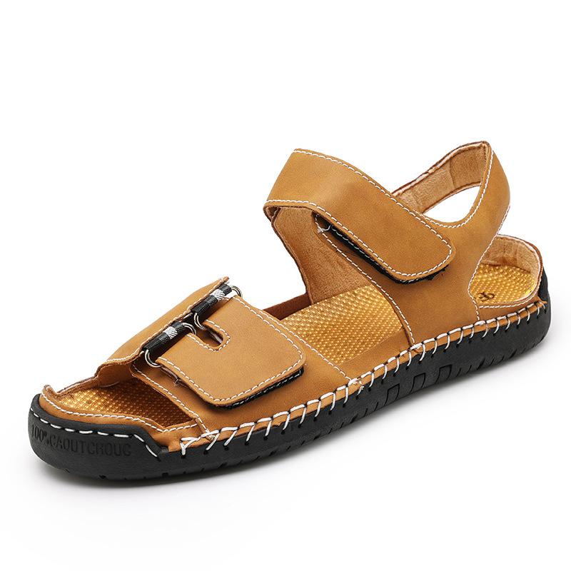 

2025 new summer sandals men s breathable daily sports beach outdoor shoes hollowed out handmade leather sandals men s open toes 48 светло-коричневого