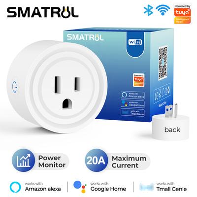 20a Tuya Smart Wifi Plug Us Controle Sem Fio Tomada De Saída Com Função De Temporizador De Monitoramento De Energia Funciona Com Alexa Google Home
