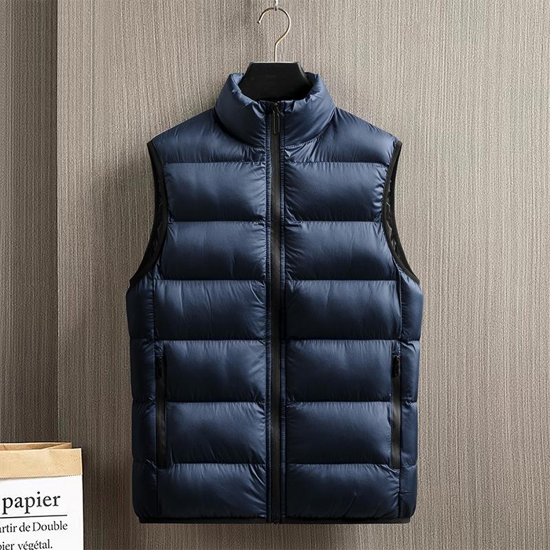 Men S Thick Winter Stand Collar Solid Color Casual Vest