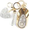 Key Fob Cover with Diamond Keychain Car Key Holder Case Compatible with - Benz S-Class G-Class E-Class Smart Remote Key Protector for Women, 3