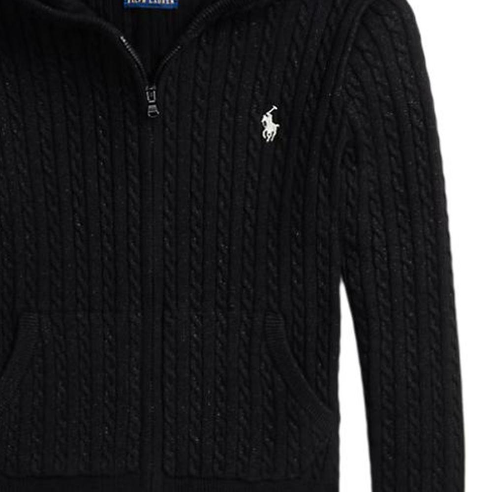 Polo Ralph Lauren Sweater Kids Solid Color Logo Embroidery Hooded Long Sleeve Kids sweaters Black 100031651