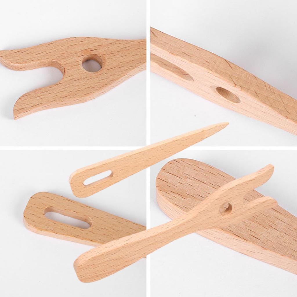 Holzflechtgabel und Flechtnadel mit großem Öhr Set Holzstrickgabel Flechtwerkzeug für Wandteppiche Armbänder Weben