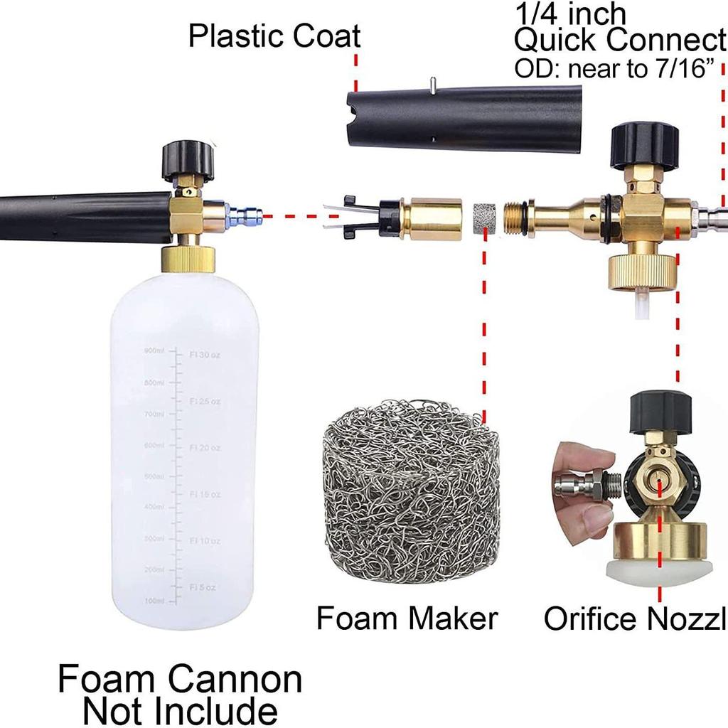 Universal High-Pressure Car Wash Foam Nozzle with 1.1mm Filter Core