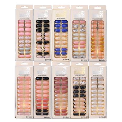 24-Piece Detachable Water Drop Nail Art Set: Sharp, Wearable, False Nails
