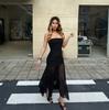 New Women's Clothing Sexy Sleeveless Tube Top Splicing Long Dress European and American Style Pleated Mesh Splicing Dress