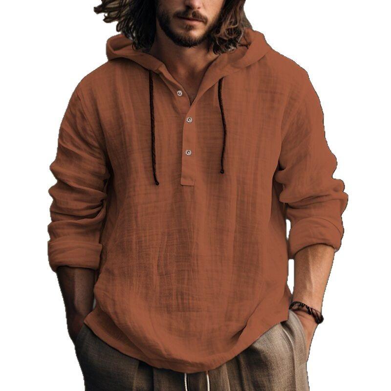 

Весенне-осенняя льняная рубашка, худи, свитер, с длинным рукавом, повседневный 3XL