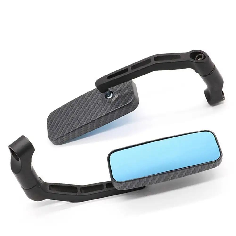 1 Pair Motorcycle Bar End Side Rearview Mirrors For Scooter ATV Motorbike Bike Handlebar Anti-Glare Blue Glass Rear View Mirror