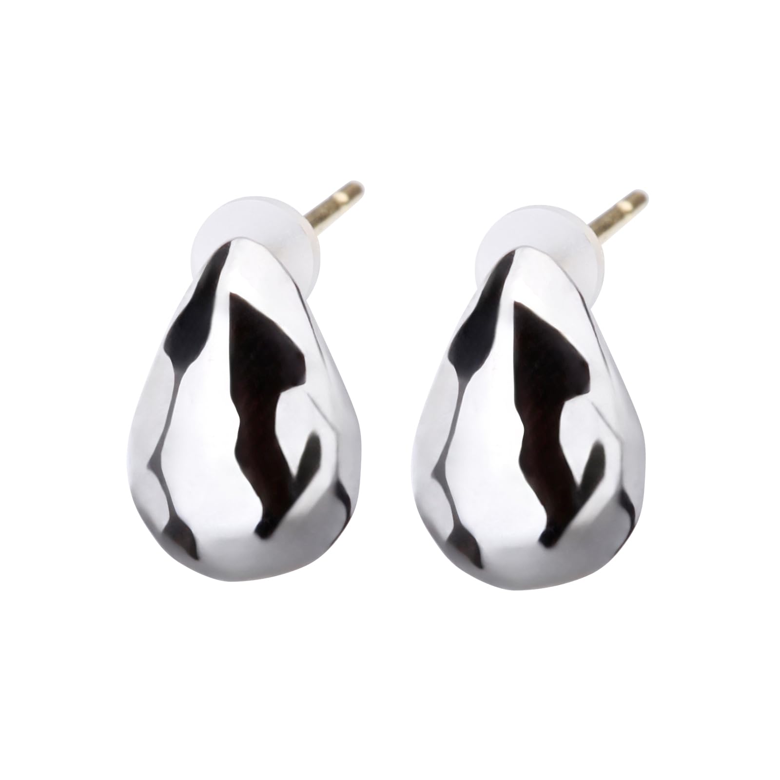 

LOKUMI 18K K18 Earrings, Gold, Post, K18, Hypoallergenic, Drop, Women s, Simple, 18K, Small, Droplet, Craft, Popular, Gift, Present, jk-246 (Silver)