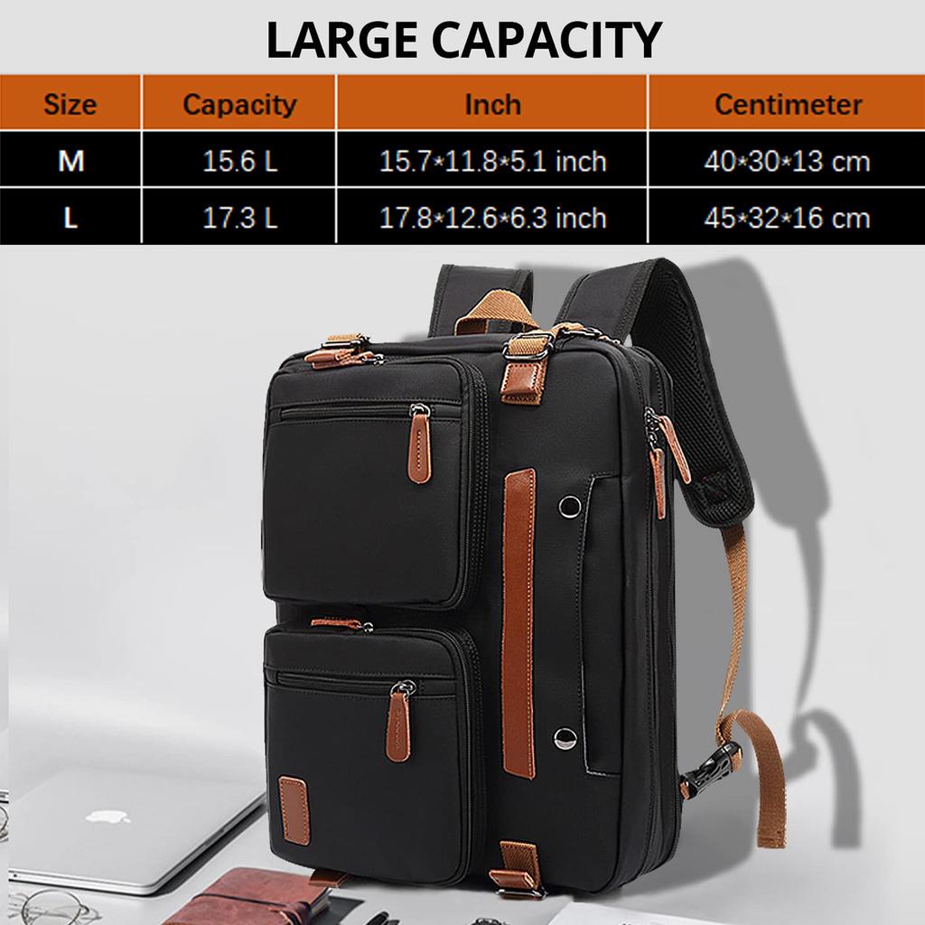 Multifunktionaler Business-Reiserucksack – Konvertierbare 3-in-1 Laptoptasche, Aktentasche & Umhängetasche, Wasserdicht & Diebstahlsicher, Passend für 15,6"/17,3" Laptops