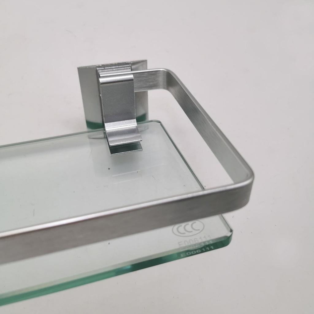 Space Aluminum Glass Shelf - Multi-size, Single or Double Layer Rectangular Bathroom Storage Shelf.