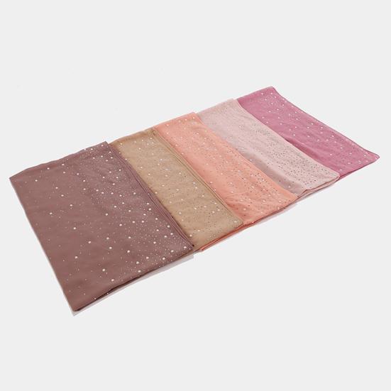 Lightweight Scarf Hot Drill Imitation Pearls Decor Headwrap Women Solid