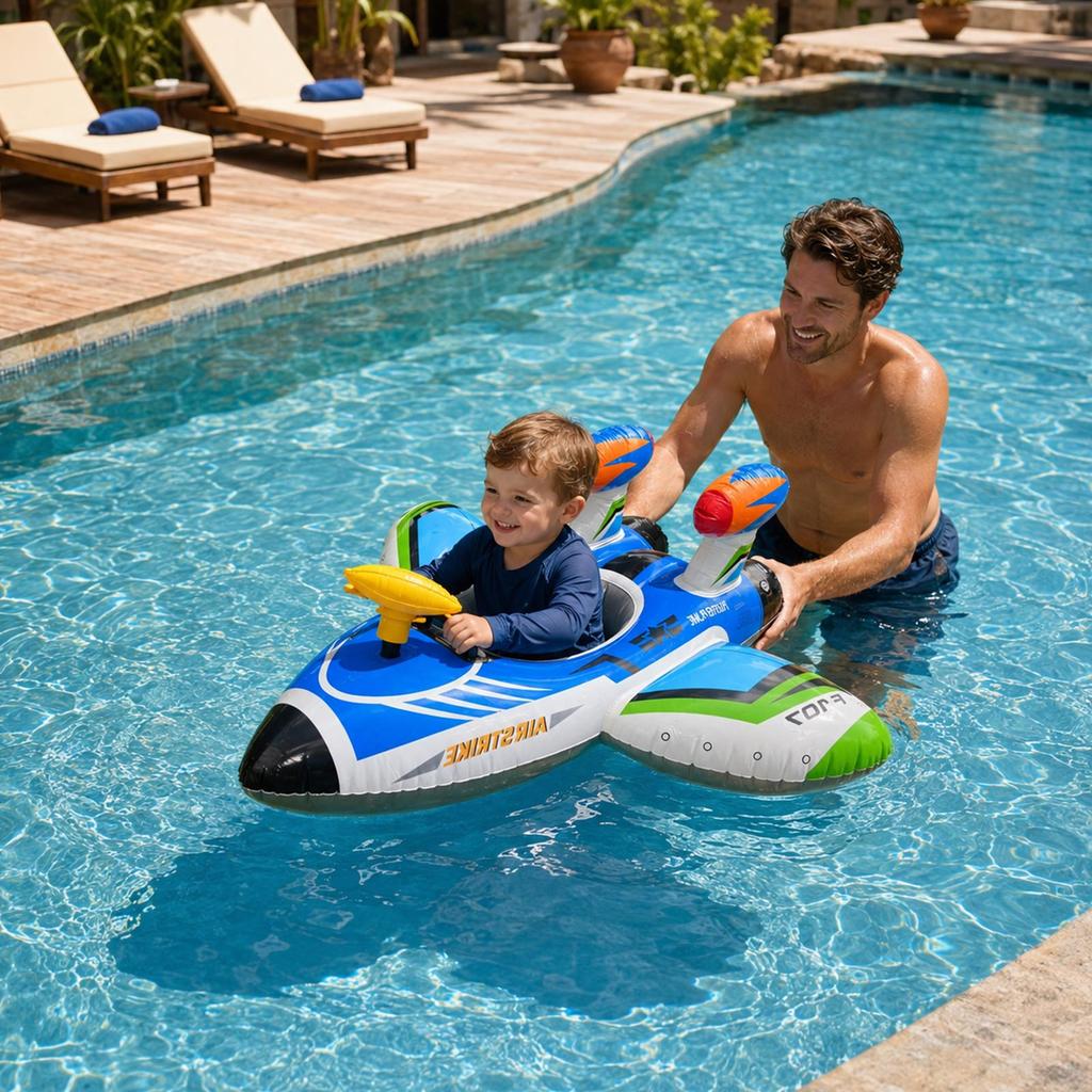 Inflatable Airplane Pool Float Swim Ring for Kids and Adults Durable PVC Construction with Comfortable Seating and Easy Inflation for Water Fun