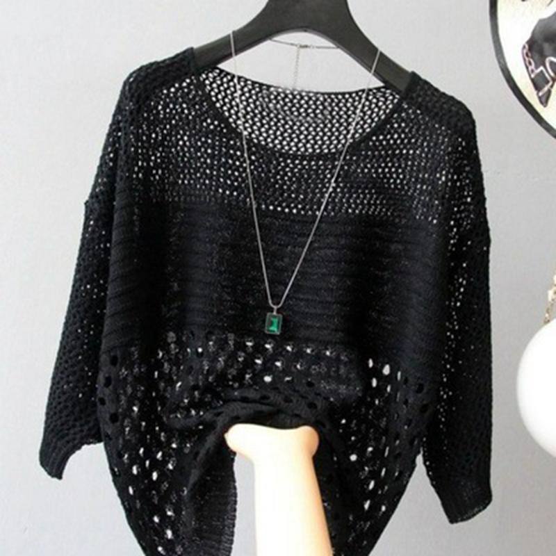 Frühling Sommer Eis Seide Gestricktes West Top Aushöhlen Dünnes Unterhemd Träger Streetwear Damenbekleidung Weißes Hemd One size schwarz
