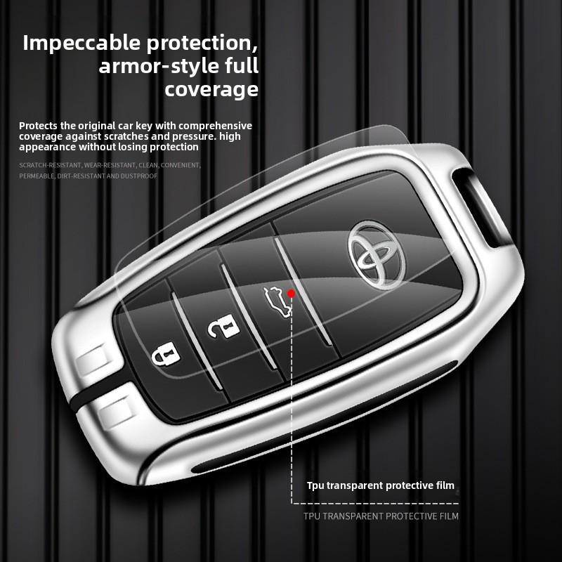 New Zinc Alloy Leather Car Key Case Cover Shell For Toyota CHR Hilux Fortuner Land Cruiser 200 Camry Corolla Crown RAV4 Highland HO8