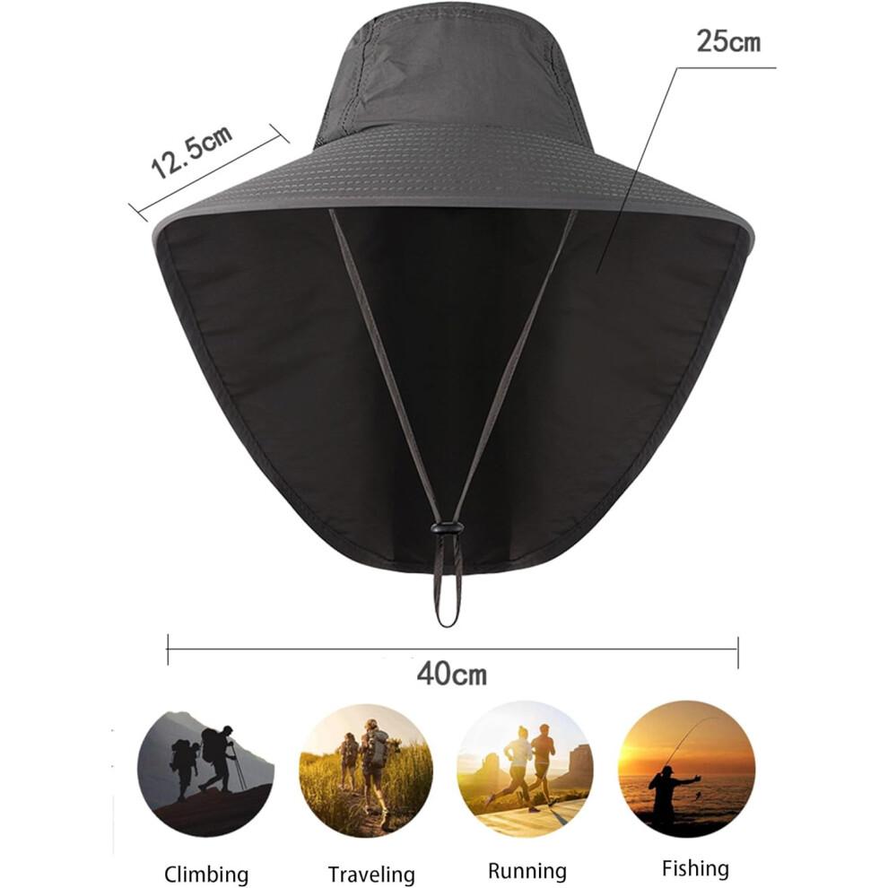 Fishing Hat for Men Women Wide Brim Outdoor Sun Protection Hat with Neck Flap Adjustable Size UV Resistant Material