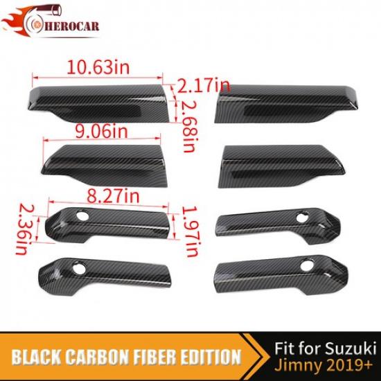 Carbon Fiber Inner Door Armrest Handle Panel Covers Kit For Suzuki Jimny +