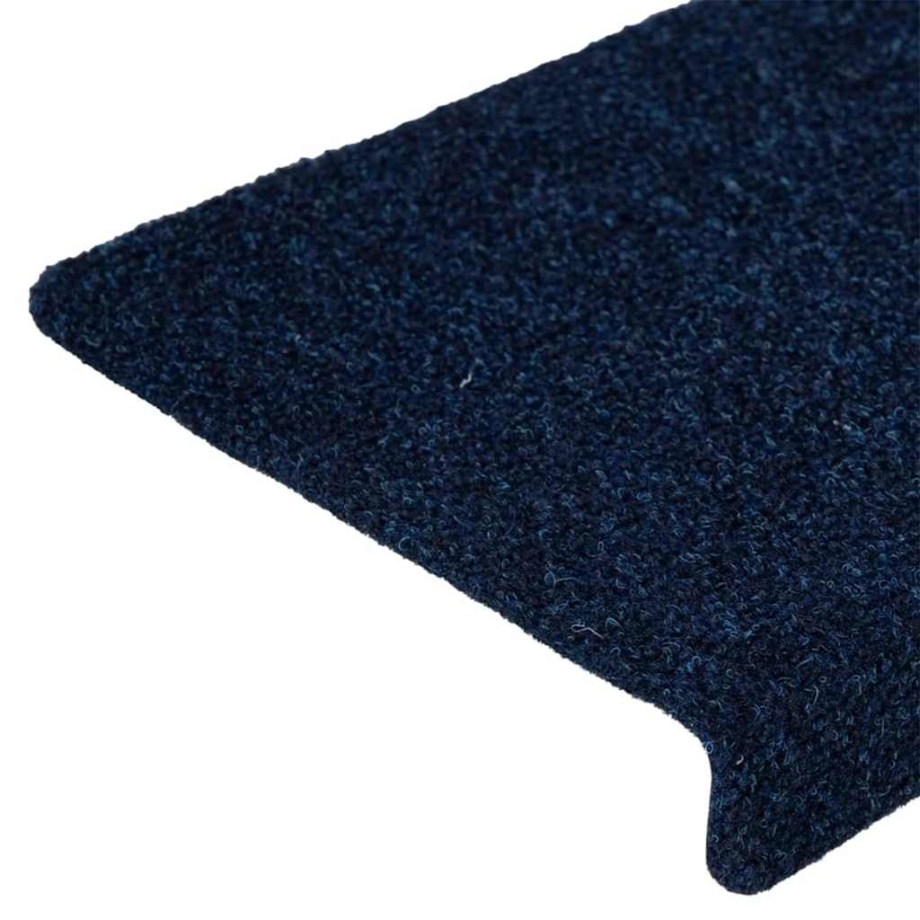 Self Adhesive Stair Treads 15 pcs 65 x 21 x 4 cm Navy Blue Rectangular Edge