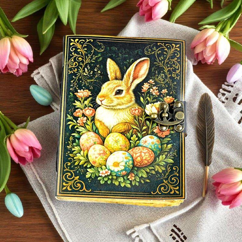 Bunny Rabbit Leather Grimoire Journal: Deckle Edge Spell Book