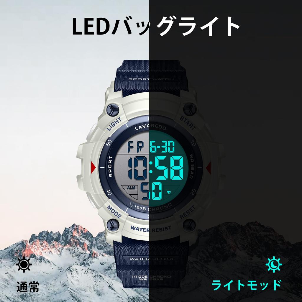 Digital Large Sports Stylish and Simple LED Outdoor Instruction Manual Included Men's Watch, Multifunctional, Screen, Waterproof, Watch, Design,