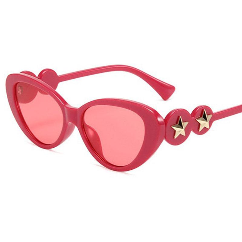

Sexy Ladies Luxury Brand Designer Cat Eye Sunglasses Women For Men Vintage Punk Sun Glasses Trending Big Frame Metal Star Shades As the photo красный
