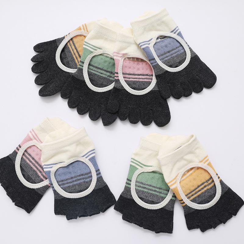 Novas Meias de Yoga com Cinco Dedos: Meias de Chão Antiderrapantes, Sem Costas para Fitness e Pilates