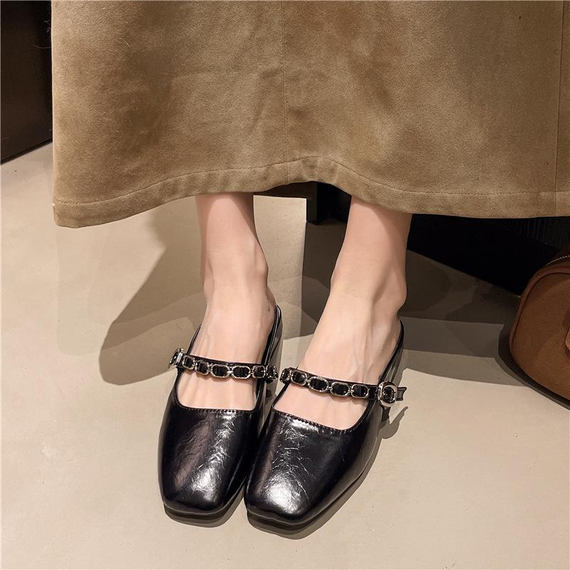 2025 Spring/Summer Women's Low Heel Retro Chain Slippers