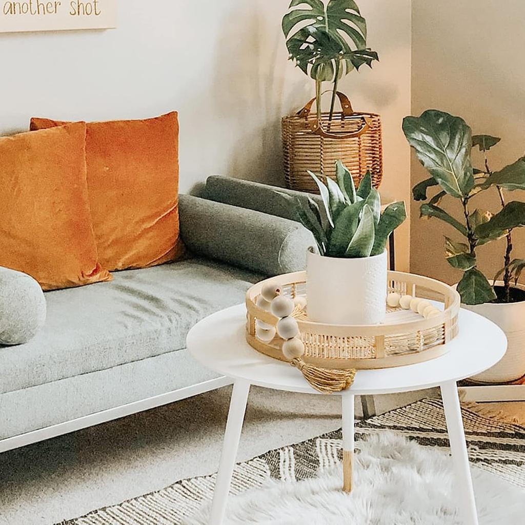 AceList 72in Large Wood Bead Garland Decorative Beads with Tassels, Long Wooden Beads Garland, Coffee Table Decor, Perfect Boho Farmhouse Bookshelf