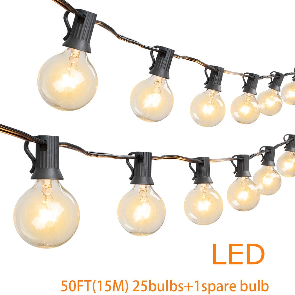 

15M 30M G40 светодиодная гирлянда, уличный светильник, ретро-украшение для свадьбы, заднего двора, сада, патио, гирлянда Eu plug