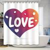Colorful Heart 'Love' Shower Curtain - Vibrant Romantic Design For A Waterproof And Unique Bathroom Dcor Set