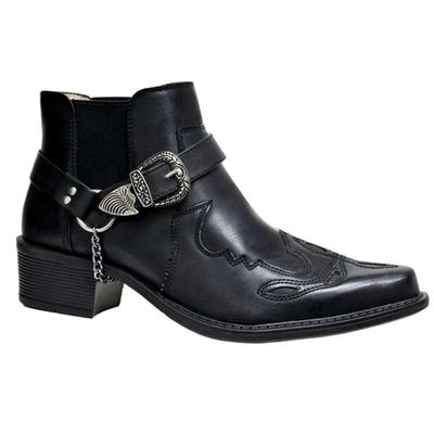 Handmade Men's Boots Vintage Cowboy Boots Leather High Top Casual Shoes Buckle Strap Punk Shoes Pointed Toe Men Motorcycle Boots