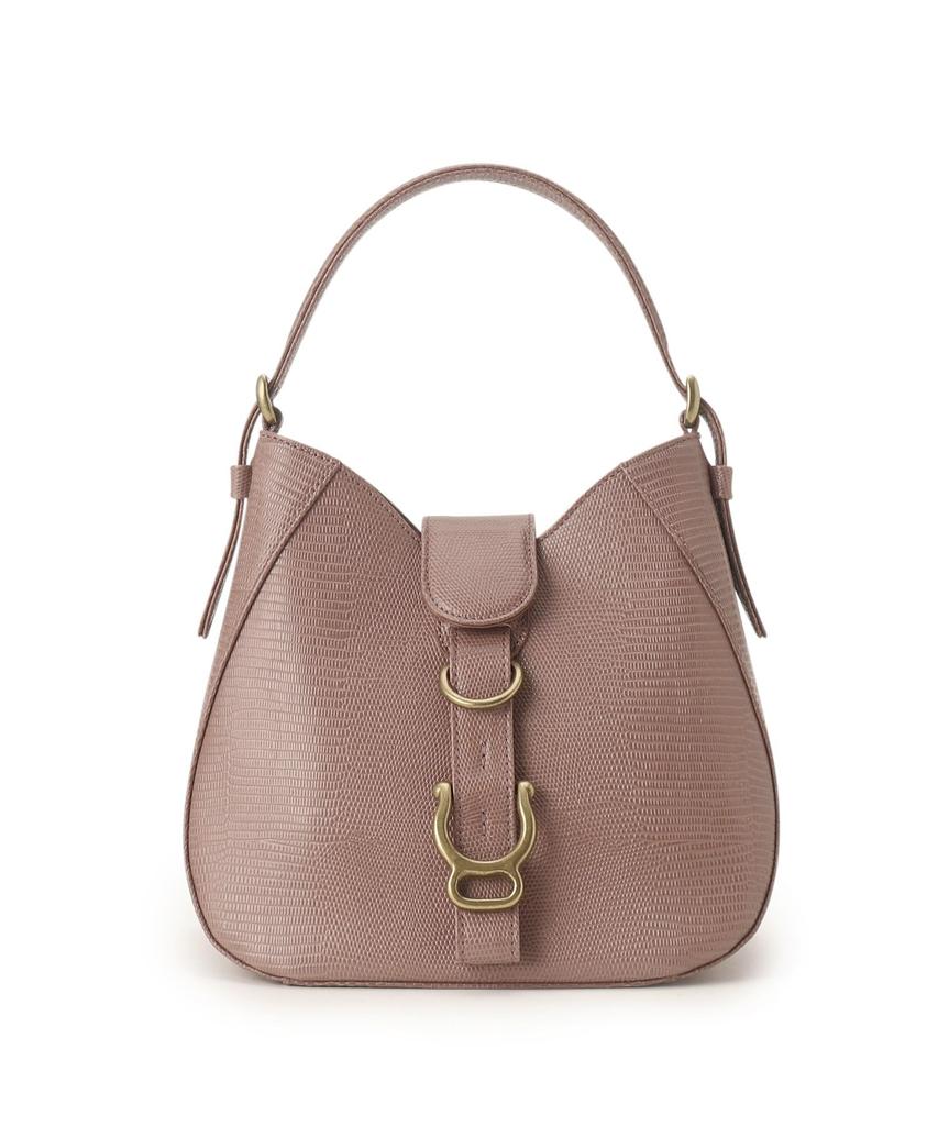 Sac à main Toff & Loadstone Lézard Mousse, Cuir de Vachette Gaufré, Taille Unique, Marron et Rose Poussiéreux