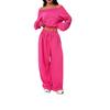 Spot European beautiful women long-sleeved top trousers set new navel casual fashion set