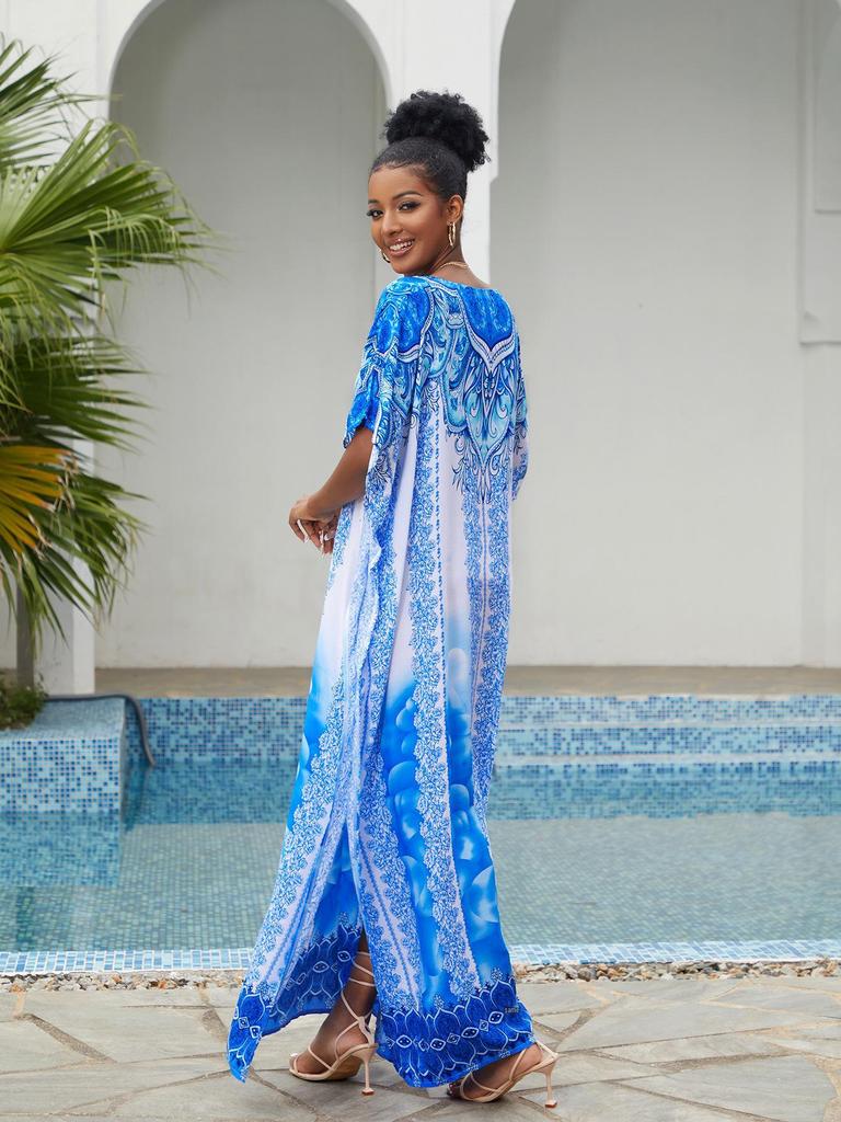 European-American Cotton Loose Beach Long Robe Cover-Up Dress