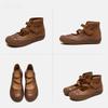 Johnature Hollow Breathable Sandals Genuine Leather Retro Soft Sole Comfortable Versatile Women's Shoes