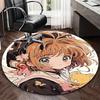 1pc Anime Design Round Carpet Cardcaptor Sakura with Butterfly Print Chair Mat for Office, Home Decor, Living Room, Bedroom