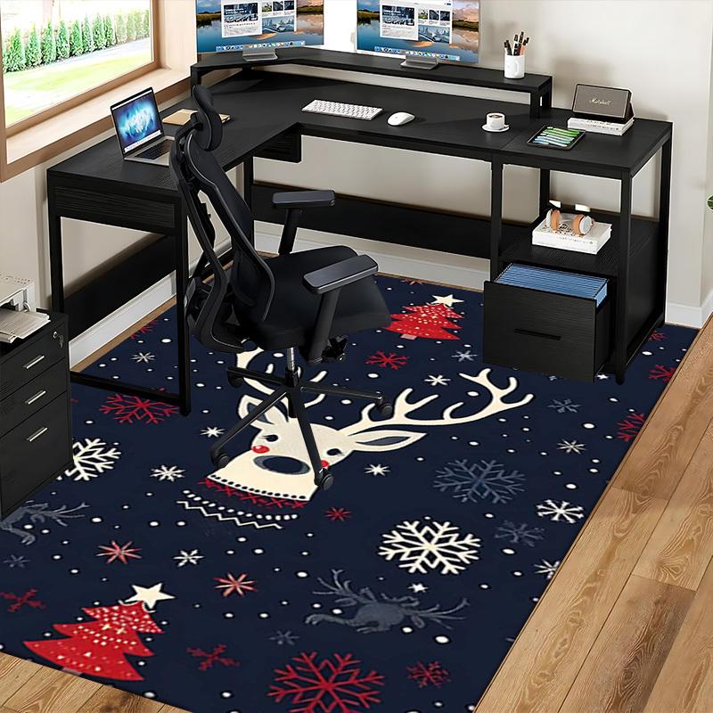 Christmas Deer Chair Mat - Anime Cartoon Design, Non-Slip Carpet for Office, Home Decor, Living Room, Bedroom, Gaming Room & Dormitory.R067