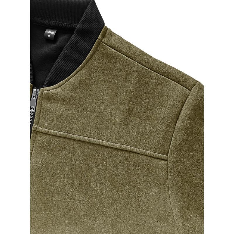 Men S Vintage Streetwear Suede Bomber Jacket Casual Outerwear