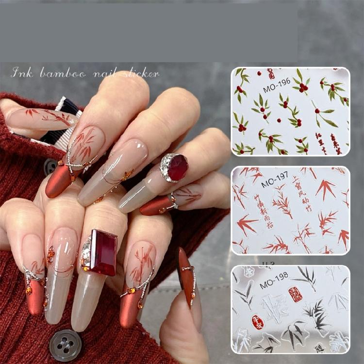 Realistic Ink Chinese Landscape Painting  Self Adhesive Nail Sticker Decals