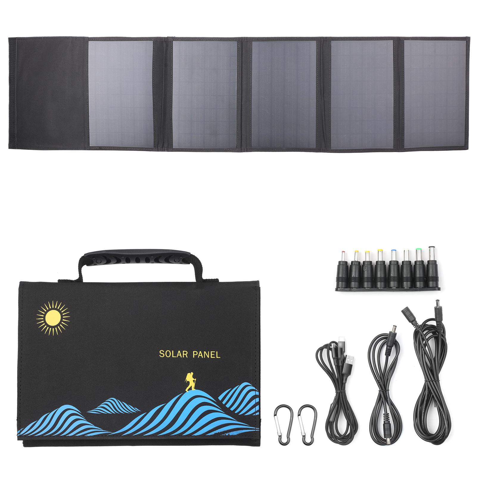 

5-кратная складная сумка с солнечной панелью, двойной USB + выход постоянного тока, солнечное зарядное устройство, портативное складное солнечное зарядное устройство 40W