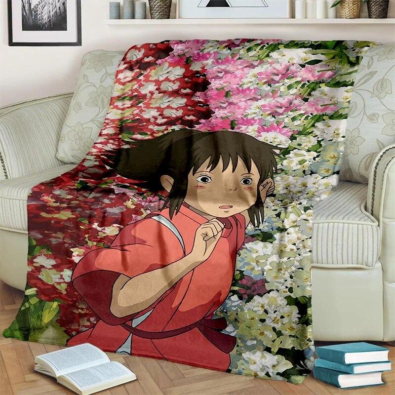 Spirited Away 3D-Cartoon-Anime-HD-Decke, weiche Überwurfdecke für Zuhause, Schlafzimmer, Bett, Sofa, Picknick, Reisen, Büro, Decke für Kinder