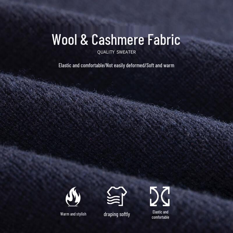 Luotz Men's Thick Winter Round Neck Wool & Cashmere Sweater