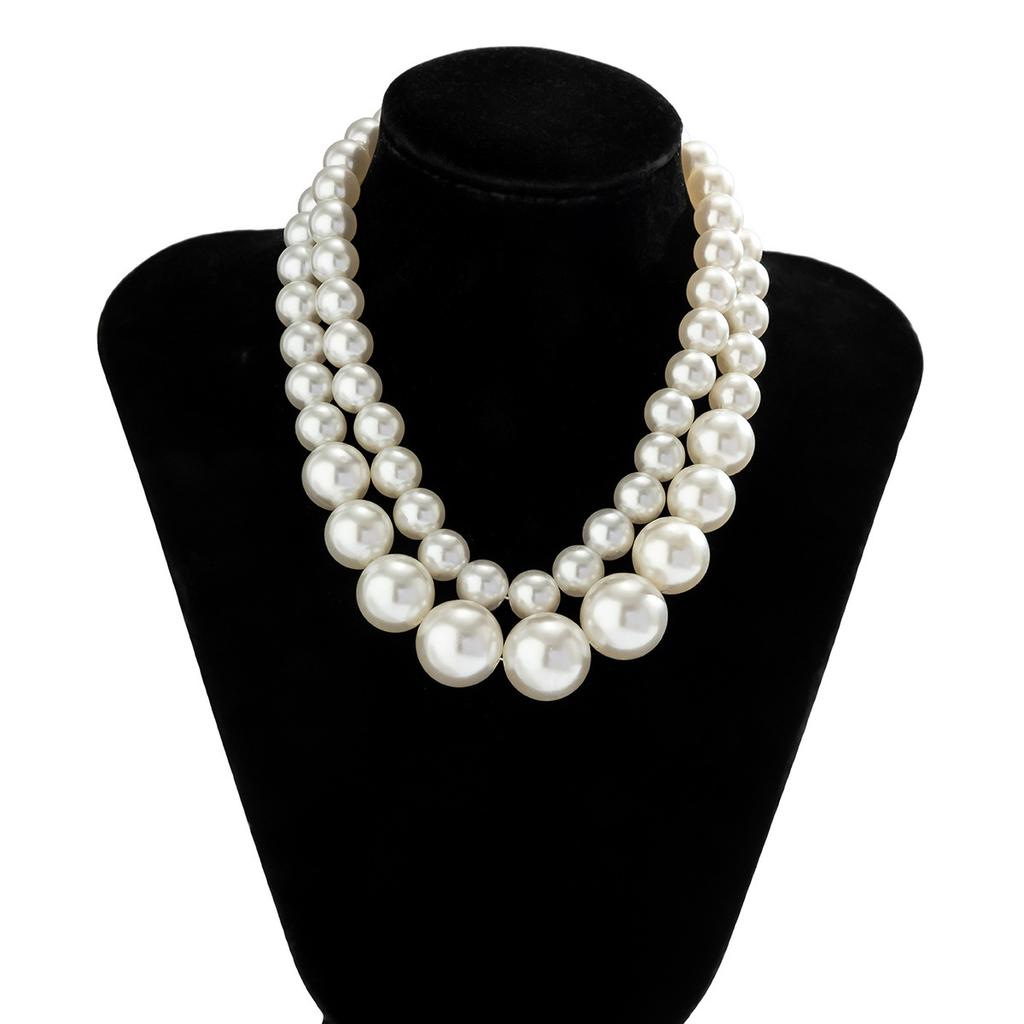 Jewelry Exaggerated Large Pearl Temperament Choker Versatile Light Luxury Collarbone Chain Multi-layer Beaded Necklace Female
