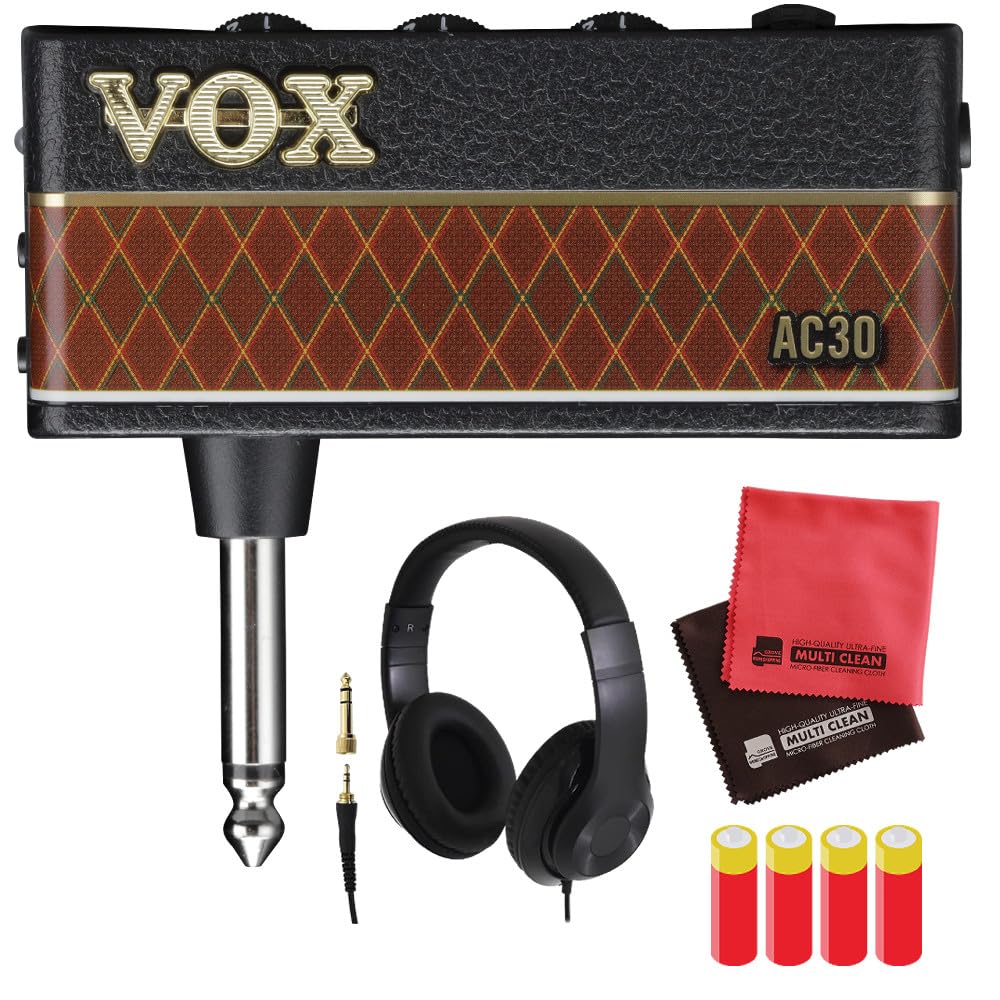 VOX amPlug3 AC30 Усилитель для наушников, Наушники, Ткань и Батарейки AAA (Набор из 4 предметов)