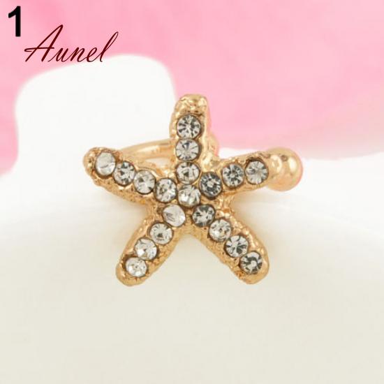 1Pc Shiny Starfish/Love Ear Clip Ear Stud Earrings Jewelry