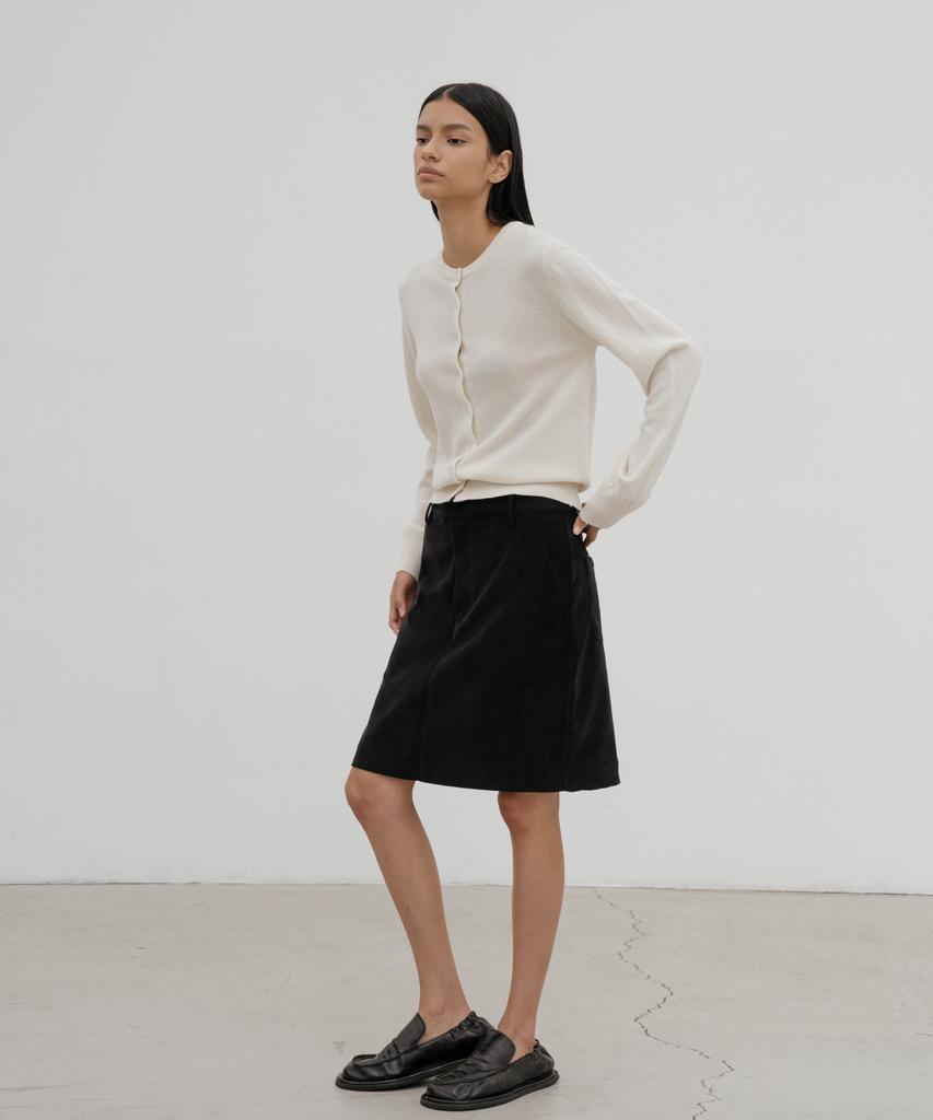 D Noah Braided Corduroy Skirt (Black)