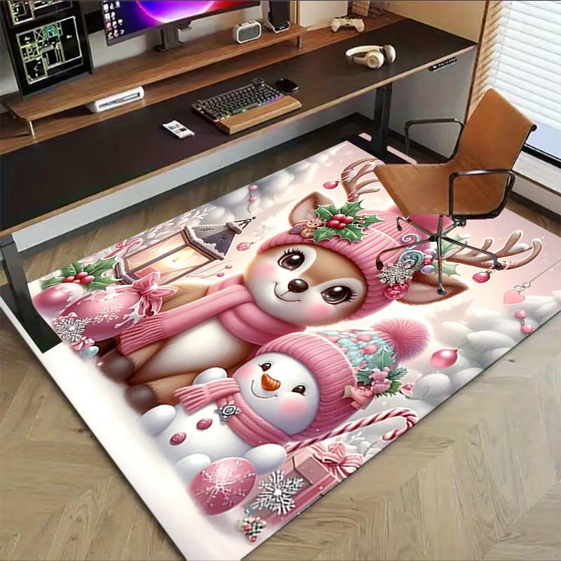 1PC Christmas, Deer Extra Large Non Slip Floor carpet, Office, family, Studio   Large Area Rug Indoor Rugs, Bold Statement Piece
