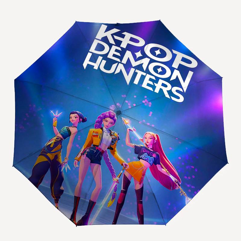 1pc KPOP DEMON HUNTERS Umbrella with Plastic Handle,Suitable for All Seasons Home Travel Outdoor UmbrellaFP039