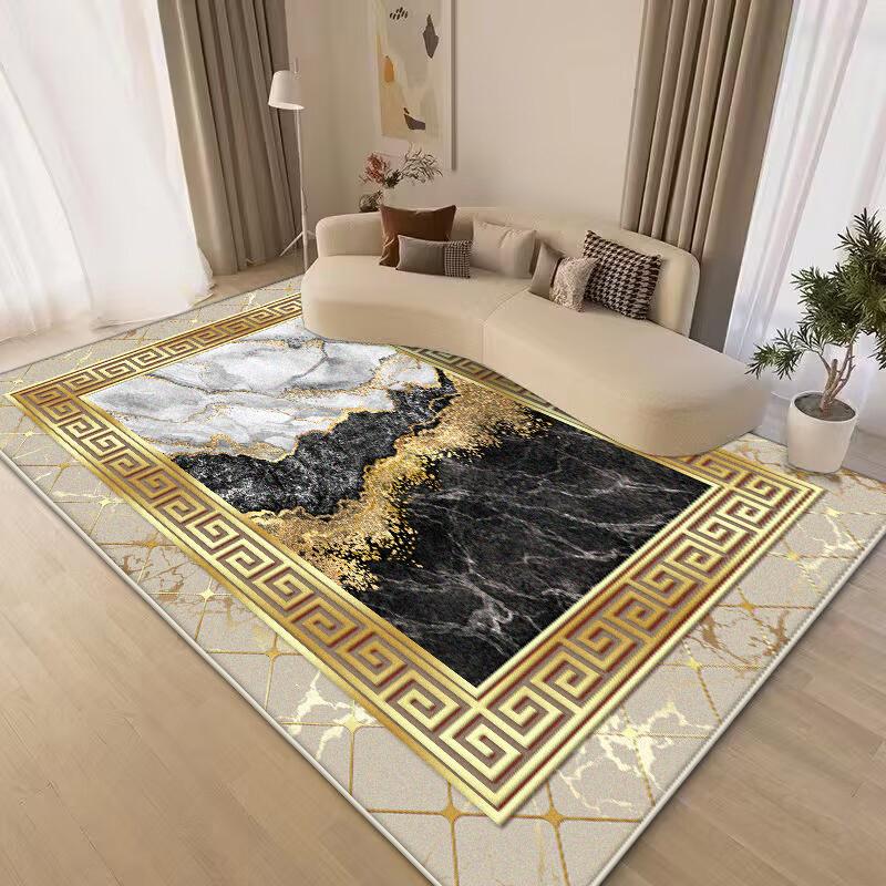 Chinese Carpets Washable Non-slip Retro Gold Large Rugs Light Luxury Rug Mat for Living Room Bedroom Floor